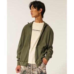 Men's Hollister Thermal Zip-Up Hoodie – Green – Size XS – NWT
